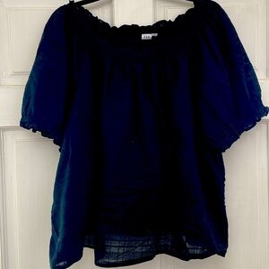 GAP black poplin blouse puff sleeve size XL